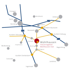 Anfahrt und Region - das Einzugsgebiet der Weichselbaum GmbH